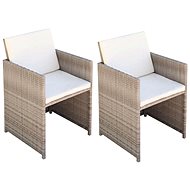 Garden chairs 2 pcs with cushions and pillows polyratan beige 42561 - Garden Chair