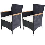 Garden chairs 2 pcs with polyrattan black cushions 42572 - Garden Chair