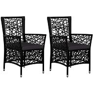 Garden chairs 2 pcs with polyrattan black cushions 44089 - Garden Chair