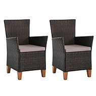 Garden Chairs 2 pcs with Cushions Polyrattan Brown 44099 - Garden Chair