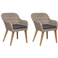 Garden Chairs 2 pcs with Polyrattan Brown Cushions 44156 - Garden Chair