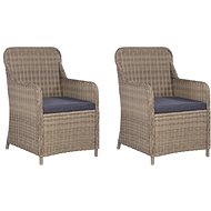 Garden Chairs 2 pcs with Cushions, Polyrattan, Brown 44147 - Garden Chair