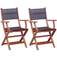 Garden chairs 2 pcs gray solid eucalyptus wood and textile 45587 - Garden Chair