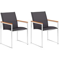 Garden Chairs 2 pcs Textile and Stainless-steel Grey 46497 - Garden Chair