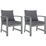 Garden chairs 2 pcs dark gray cushions solid acacia wood 311827 - Garden Chair
