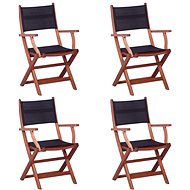 Garden Chairs 4 pcs Black Solid Eucalyptus Wood and Textile 45590 - Garden Chair