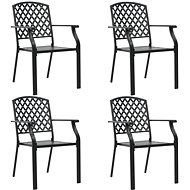 Garden chairs 4 pcs grid design steel black 310156 - Garden Chair
