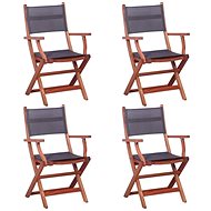 Garden Chairs 4 pcs Grey Solid Eucalyptus Wood and Textile 45588 - Garden Chair