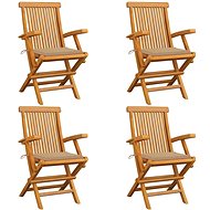 Garden Chairs with Beige Cushions 4 pcs Solid Teak 3065620 - Garden Chair
