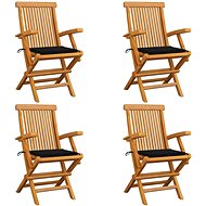 Garden Chair with Black Cushions 4 pcs Solid Teak 3065624 - Garden Chair