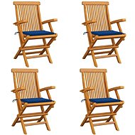 Garden Chairs with Blue Cushions 4 pcs Solid Teak 3065621 - Garden Chair
