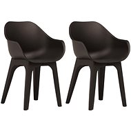 Garden chair with armrests 2 pcs brown plastic 45615 - Garden Chair