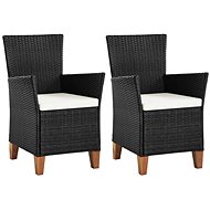 Garden Chairs with Cushions 2 pcs Polyrattan Black 44103 - Garden Chair