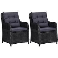 Garden Chairs with Cushions 2 pcs Polyrattan Black 46548 - Garden Chair