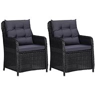 Garden Chairs with Cushions 2 pcs Polyrattan Black 46548 - Garden Armchair