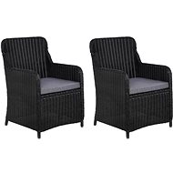 Garden chairs with cushions 2 pcs polyrattan black 44146 - Garden Chair