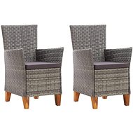 Garden Chairs with Cushions 2 pcs Polyrattan Grey 46003 - Garden Chair