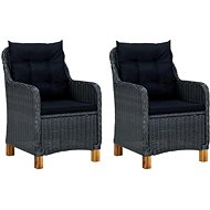 Garden Chairs with Cushions 2 pcs Polyrattan Dark Grey 313316 - Garden Armchair