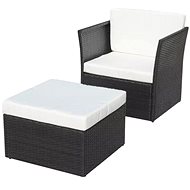 Garden chair with chair polyrattan black 41981 - Garden Chair