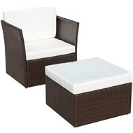 Garden Chair with Table Polyrattan Brown  41980 - Garden Chair