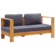 Garden Sofa with Cushions 140cm Solid Acacia Dark Grey 47276 - Garden Sofa