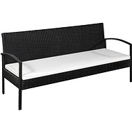 3-seater Garden Sofa with Cushion Black Polyratan 44181 - Garden Sofa