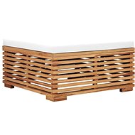 Garden Footstool with Cream Cushion Solid Teak 49376 - Footstool