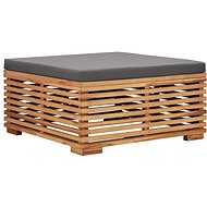 Garden Footstool with Grey Cushion Solid Teak Wood 49379 - Footstool