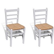 Dining chairs 2 pcs white pine wood and reed - Dining Chair
