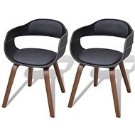 Jedálenské stoličky 2 ks čierne ohýbané drevo a umelá koža - Jedálenská stolička