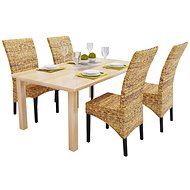Dining chairs 4 pcs abaca and solid mango wood - Dining Chair