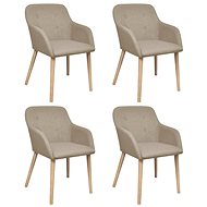 Dining Chairs 4 pcs Beige Textile and Solid Oak Wood - Dining Chair