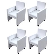 Dining chair 4 pcs white faux leather - Dining Chair