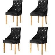 Dining Chairs 4 pcs Black Solid Oak Wood and Velvet - Dining Chair