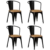 Dining Chairs 4 pcs Black Solid Mango Wood - Dining Chair