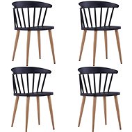 Dining chair 4 pcs black plastic steel - Dining Chair