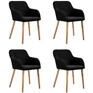 Dining chairs 4 pcs black textile and solid oak wood - Dining Chair