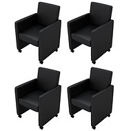 Dining chair 4 pcs black faux leather - Dining Chair