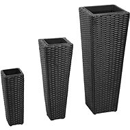 SHUMEE Garden raised flower beds 3 pcs polyratan black - Raised Garden Bed