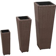 SHUMEE Garden raised flower beds 3 pcs polyrattan brown - Raised Garden Bed