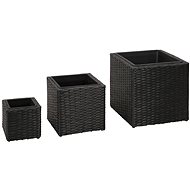 SHUMEE Garden raised flower beds 3 pcs polyratan black - Raised Garden Bed