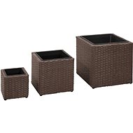 SHUMEE Garden raised flower beds 3 pcs polyrattan brown - Raised Garden Bed