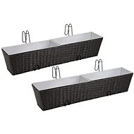 SHUMEE Balcony Hanging Rattan Boxes Set of 2, 80cm, Black - Flower Box