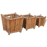 SHUMEE 3 pcs Bamboo raised bed with nylon lining - Raised Garden Bed