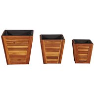 SHUMEE Set of raised flower beds 3 pcs square solid acacia wood - Raised Garden Bed