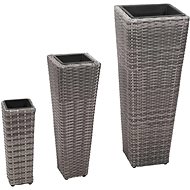 SHUMEE Raised flower beds 3 pcs polyrattan gray - Raised Garden Bed