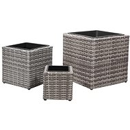 SHUMEE Raised flower beds 3 pcs polyrattan gray - Raised Garden Bed