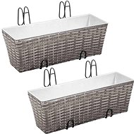 SHUMEE Balcony raised flower beds 2 pcs 50 cm gray polyrattan - Raised Garden Bed