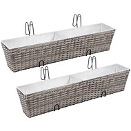 SHUMEE Balcony raised flower beds 2 pcs 80 cm gray polyrattan - Raised Garden Bed