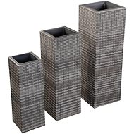 SHUMEE Garden raised flower beds 3 pcs polyratan gray - Raised Garden Bed